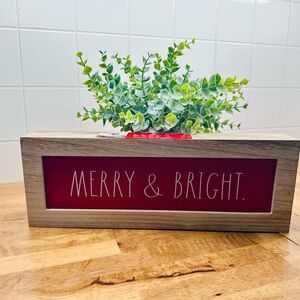 Rae Dunn Merry & Bright Wooden Holiday Sign - Red